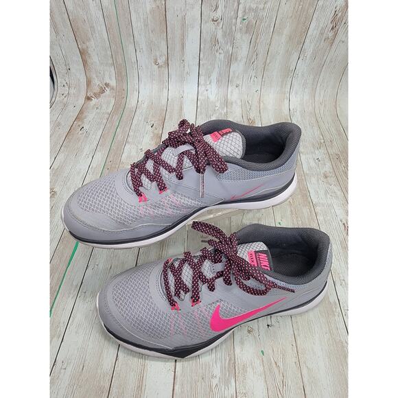 Nike Flex Trainer 5 Wolf Grey Hyper Pink Shoes 724858-017 Women's Size 7 - Picture 2 of 10